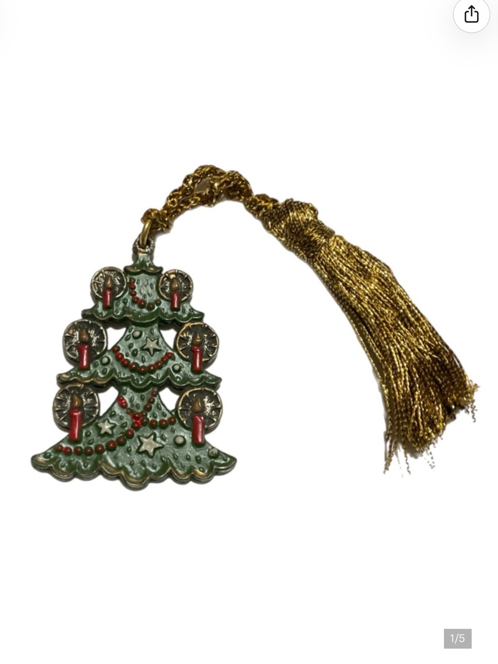 Kuhn Zinn Enameled Pewter Christmas Tree Ornament or Pendant